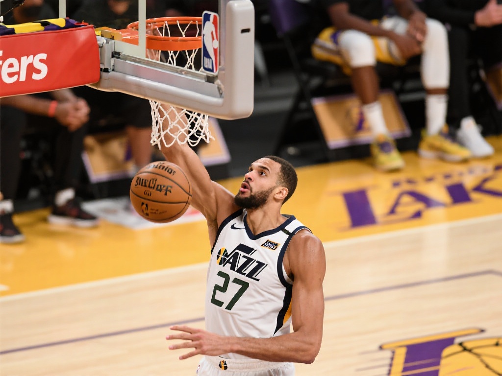 鲁迪-戈贝尔首轮精彩篮板表现力压湖人！